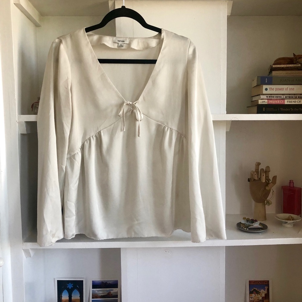 Silk bell sleeve top in cream
